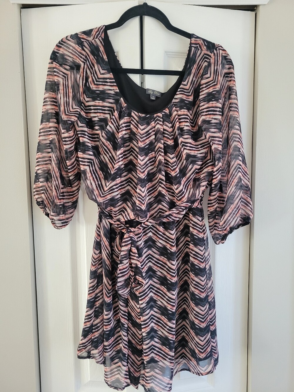 Lily Rose Pink & Black Medium Chevron Dress